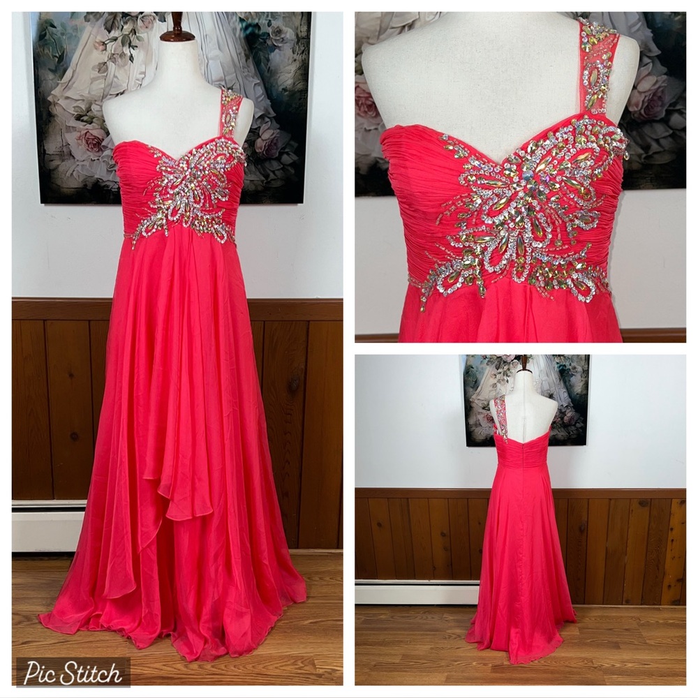 Stunning Glam Girls Pink One-Shoulder Prom Gown with Embellishments!